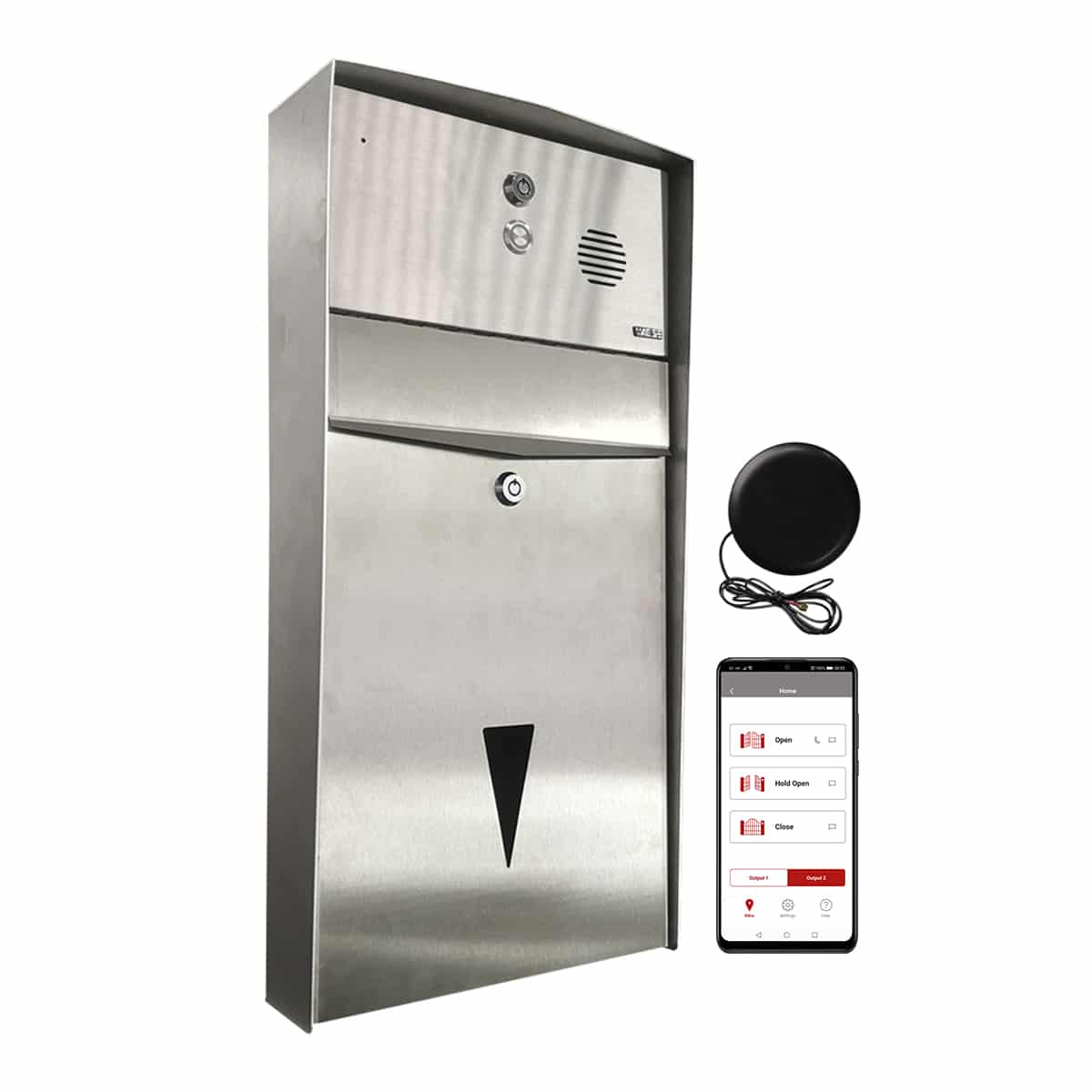 Prime7-LBS-EU Hooded Wall Mounted Post Box With Fully Integrated Access Control & Intercom (No Keypad) - Stainless Steel 1 Prime7-LBS-EU Hooded Wall Mounted Post Box With Fully Integrated Access Control & Intercom (No Keypad) - Stainless Steel